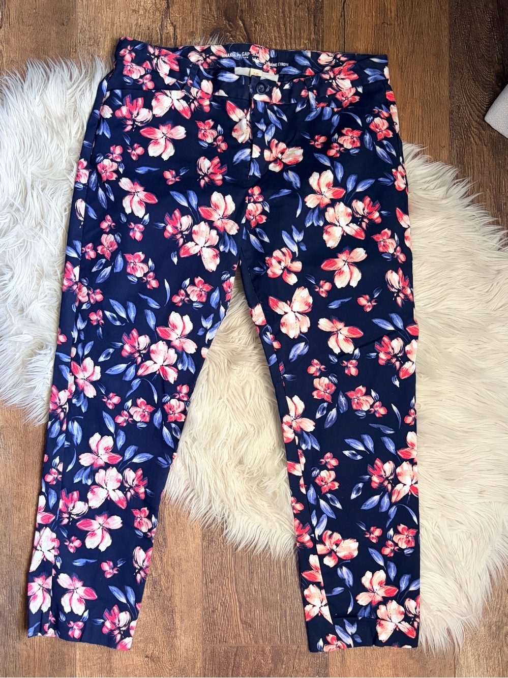 Woman’s Navy Floral Stretch Ponte Pants